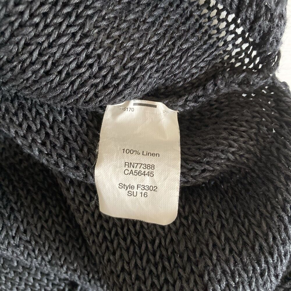 J. Crew Black  100% Linen Crochet Knit Tank Top Womens Size Medium Minimalist - Picture 9 of 9